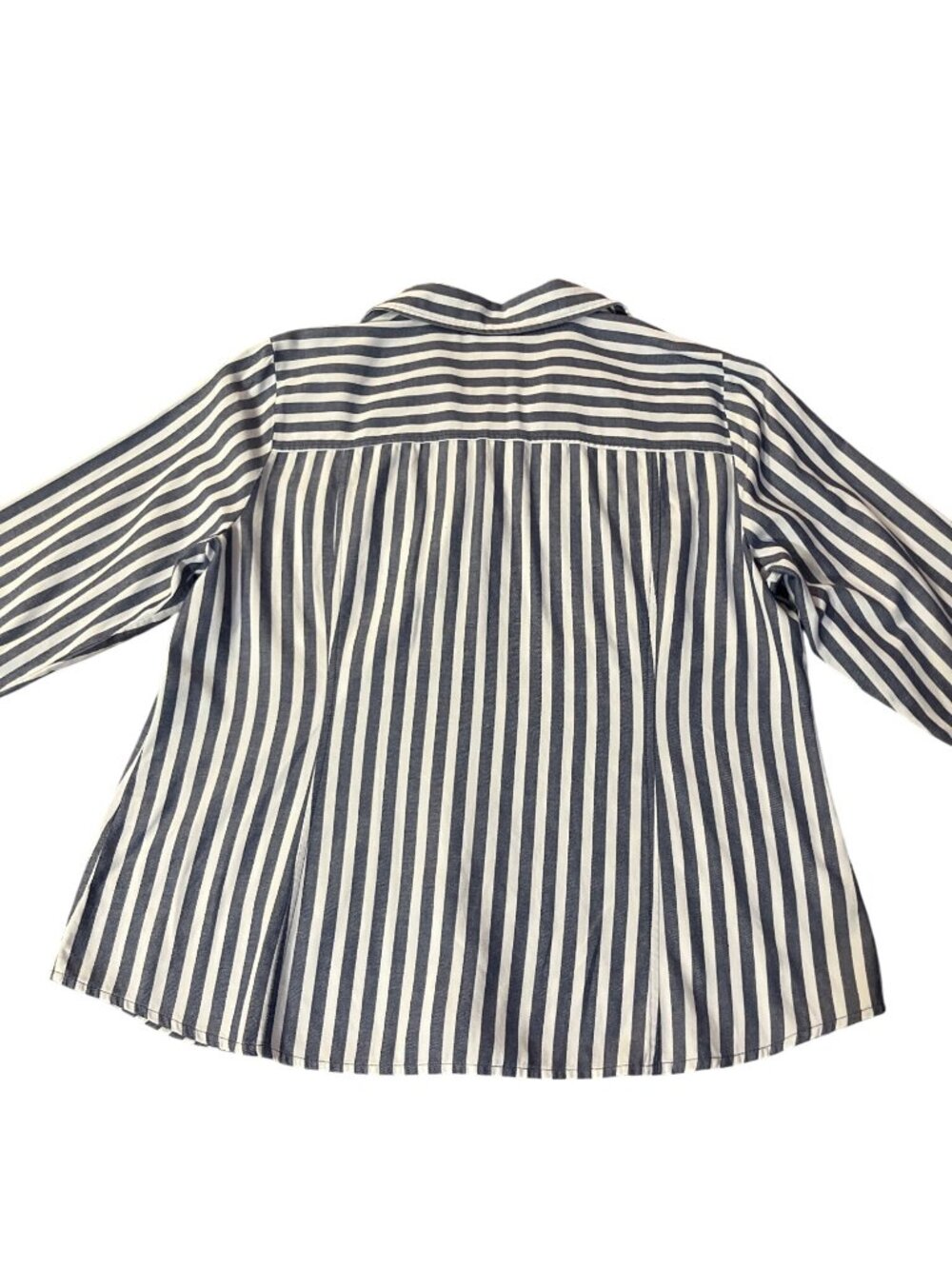 Christopher & Banks Womens L Used Blue White Striped Cotton Shirt - Picture 5 of 12